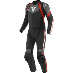 Dainese Avro 4 2 Teiler Lederkombi schwarz/grau/rot 54 - Motorrad Zweiteiler Kombi aus hochwertigem Leder, bietet optimalen Schutz und Komfort für sportliche Fahrer.