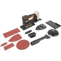 WORX WX820.9 Akku-Multischleifer - 5-in-1 Funktionen für vielseitige Schleifaufgaben, kabellos und mit DustStop-Mikrofilter für saubere Arbeit