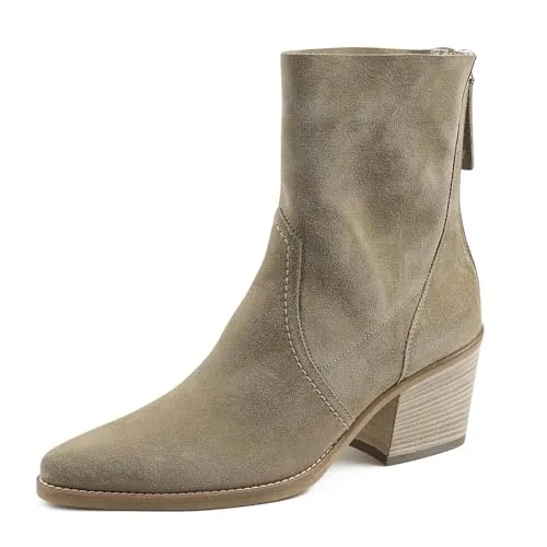 Paul Green Ankleboots Beige 40,5 EU - Stilvolle Biker Boots - Wanderschuhe mit 5,5 cm Absatzhöhe, aus hochwertigem Glattleder und Leder-Innenmaterial für besten Tragekomfort. Ideal für trendige Outfits.