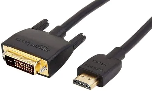 Amazon Basics HDMI-A-auf-DVI-Adapterkabel für Fernseher, bidirektional, 1080P, vergoldet, 1.8 m, 1 Stück, Schwarz