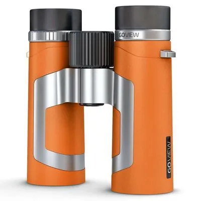GoView ZOOMR 10x34 Fernglas - Kompaktes Magnesiumgehäuse, 10-fach Zoom, wasserdicht mit Smartphone-Adapter für Outdoor-Abenteuer in Sunset Orange