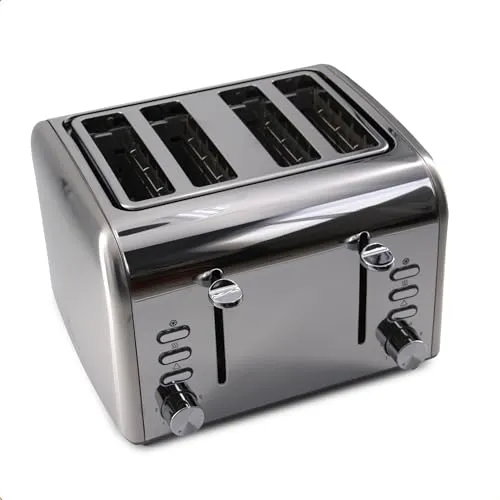 LITTLE BALANCE 8698 Toaster - Toaster mit 4 XXL-Schlitzen für Baguettes und dicke Brote, 2 unabhängige Bedienfelder für Grillen und Aufwärmen – ideal für ein Familienfrühstück!