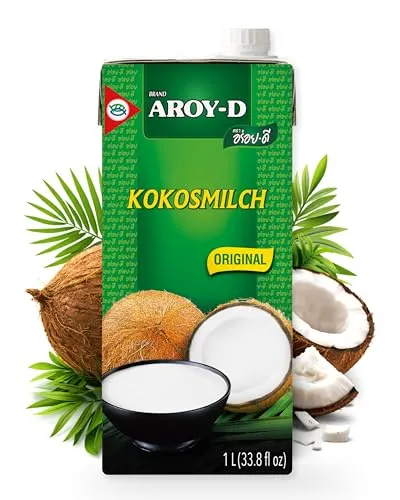 AROY-D Kokosmilch 1000ml - Haltbare Kokosmilch, ideal für asiatische Gerichte und veganer Ersatz für Sahne, 100% natürliche Zutaten.