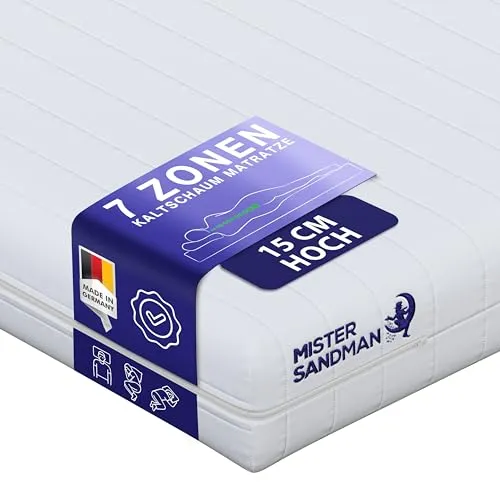 Kaltschaummatratze 140 x 190 cm – 7-Zonen Wendematratze H2/H3 - Diese hochwertige Kaltschaummatratze mit 7 Liegezonen sorgt für optimale Körperanpassung und hohen Schlafkomfort. Ideal für alle Lattenroste, abnehmbarer Bezug, bis 60°C waschbar.