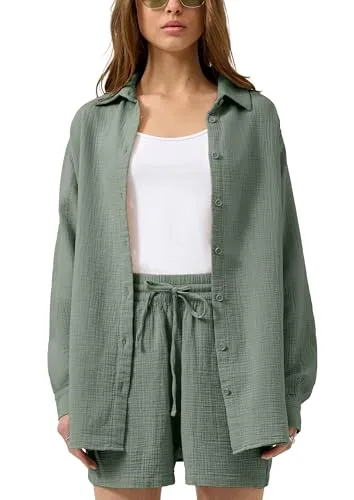 QS Hemdbluse aus Musselin – Oversized Fit - Leichte Baumwollbluse mit Rundhalsausschnitt und Hemdkragen, ideal für lässige Looks. Oversized Fit und überschnittene Schultern sorgen für höchsten Tragekomfort.