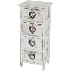 Mendler Kommode Forli mit Herzornamenten - Vintage Kommode im Shabby-Look mit 4 Schubladen, hochwertiger Verarbeitung und fertig montiert – ideal für jedes Zimmer!