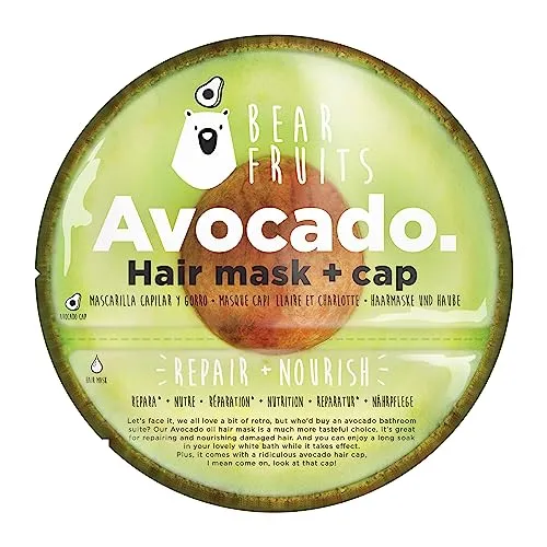Bear Fruits Avocado Reparatur + Nährpflege Haarmaske mit wiederverwendbarer Haube, 20ml
