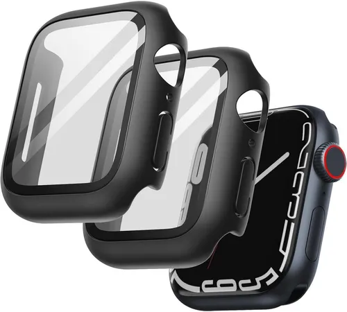 Schwarze JETech Apple Watch Series 9 8 7 41mm Schutzhülle & Displayschutz
