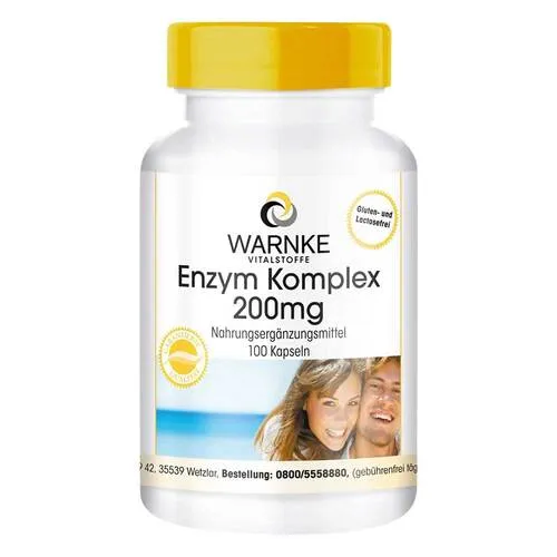 Enzym Komplex 200 Kapseln - Warnke Vitalstoffe - Arzneimittel zur Unterstützung der Verdauung, fördert die Nährstoffaufnahme und ist ideal für eine gesunde Ernährung.