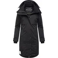 Winterjacke MARIKOO "Anoukaa", Damen Parka in Schwarz - Funktionsjacke für Damen mit abnehmbarer Kapuze, luxuriösem Innenfutter und optimalem Schutz bis zu den Knien, ideal für kalte Tage.