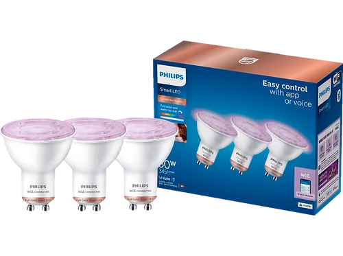 PHILIPS Smart LED GU10 Reflektor Tunable 50W Dreierpack - Amazon Alexa Geräte: Farbwechselnde LED Lampe für GU10-Fassungen, steuerbar per WiZ App oder Sprachsteuerung – für ein smartes Lichtambiente.