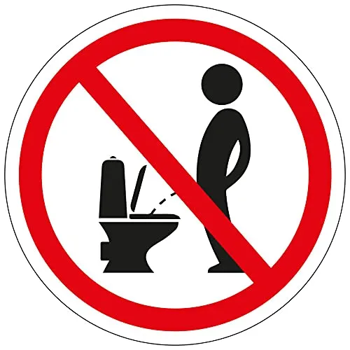 Stück - Aufkleber Verbot Zeichen Hinweis "Nicht im Stehen urinieren" Schild Folie selbstklebend | Ø2,5cm Made in Germany 10