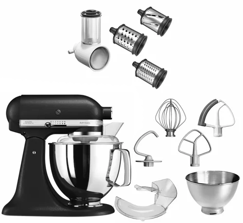 KitchenAid Artisan 5KSM175PSEBK Küchenmaschine in Gusseisen Schwarz - Vielseitige Küchenmaschine mit 10 Geschwindigkeitsstufen, 4,8 L Schüssel und abnehmbaren Teilen. Ideal für kreative Kochprojekte und einfache Zubereitung.