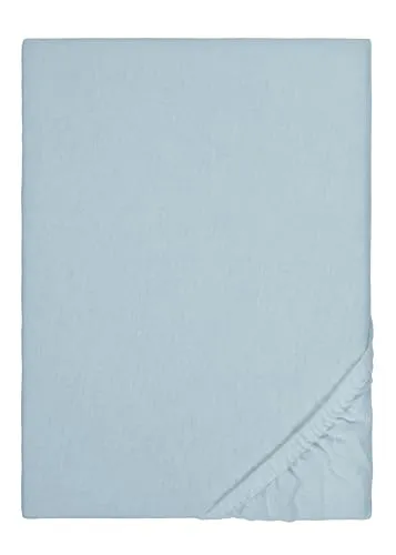 Biberna Feinbiber-Spannbetttuch 0002744 blau - Bettlaken aus 100% Baumwolle, weich und warm für angenehme Nächte, passend für Matratzen von 180-200 cm x 200 cm.