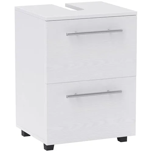 HOMCOM Waschbeckenunterschrank – Kompakter Unterschrank für Badezimmer - Waschbeckenunterschrank in Weiß, ideal für wandmontierte Waschbecken, bietet praktischen Stauraum mit Schublade und Tür, perfekt für kleine Badezimmer.