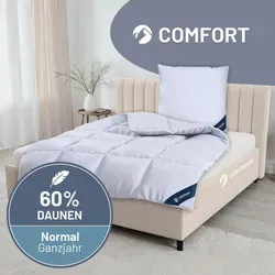 casimum Daunenbettdecke COMFORT – 4-Jahreszeiten Decke für jeden Bedarf - Bettdecken – Atmungsaktive Ganzjahresdecke mit 60% Daunen, waschbar bis 60°C, ideal für Allergiker und höchsten Schlafkomfort das ganze Jahr über.