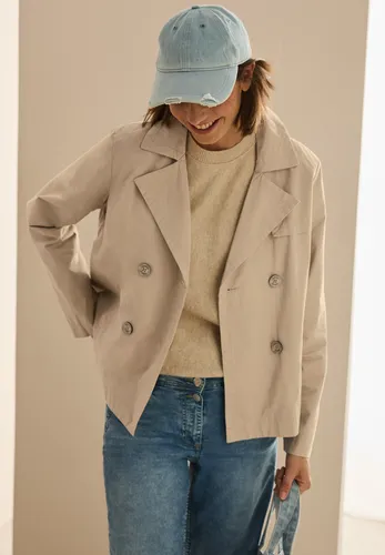 CECIL Damen B202024 Kurze Trench Jacke, Light Toffee, XL - Funktionsjacken im modernen Cropped-Look mit Reverskragen, Langarm und praktischen seitlichen Taschen aus 100% Baumwolle für optimalen Tragekomfort.