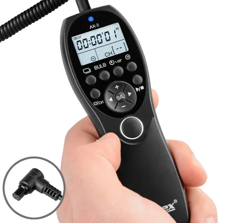 ayex Timer-Fernauslöser N3 für Canon EOS Kameras - Fernbedienung für Kamera mit beleuchtetem LCD-Display, ideal für präzise Aufnahmen mit Canon EOS 1D X Mark II, 5D Mark IV, 5DS, 6D und mehr.
