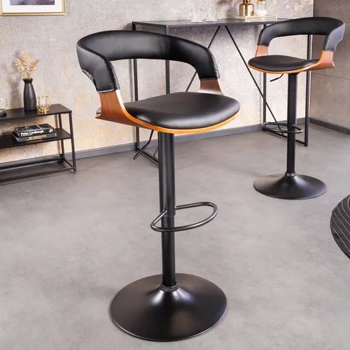 riess-ambiente Barhocker MANHATTAN schwarz/braun - Stilvoller Barhocker im Retro-Design, höhenverstellbar und 360° drehbar, ideal für gemütliche Abende an der Bar oder am Küchentresen.