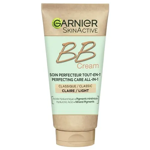 Garnier Miracle Skin Perfector BB Cream Klassik light - BB Creme für helle Hauttypen mit Hyaluronsäure und Aloe Vera, spendet 24h Feuchtigkeit, kaschiert Unregelmäßigkeiten und schützt mit Lichtschutzfaktor 15 vor Sonnenstrahlen.
