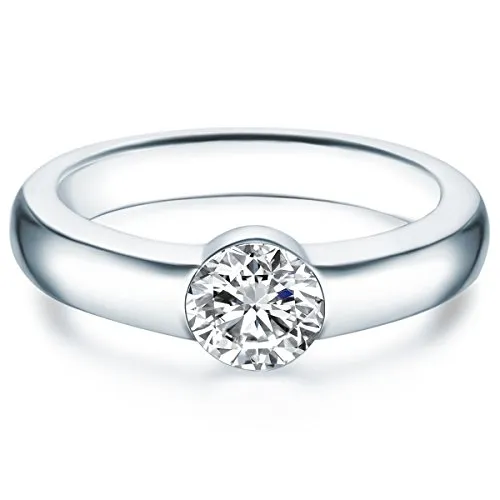 Trilani Damen-Solitärring Sterling Silber mit Kristallen weiß - Verlobungsring Spannring Antragsring Silberring Damen mit Stein