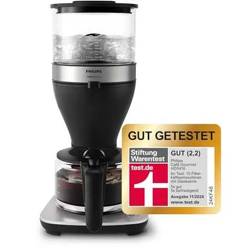 Philips Filterkaffeemaschine Caf Gourmet HD5416/60 - 1,25l Kaffeekanne, Tropfstopp und Abschaltfunktion für perfekten Kaffeegenuss