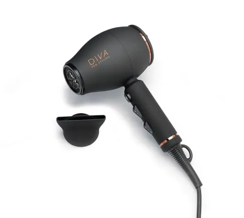 Diva Pro Styling Intenso 4000 Pro Haartrockner - Leistungsstarker 2000-W-Gleichstrommotor für schnelles Trocknen, mit Ionic Jet-Technologie für reduziertes Kräuseln und mehr Glanz. Ideal für individuelles Styling.