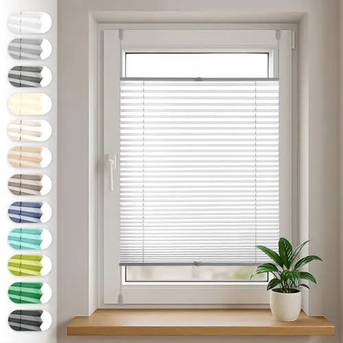 Sonello Plissee Klemmfix ohne Bohren 40cm x 120cm Grau Faltrollo Plisseerollo Jalousie für Tür & Fenster Blickdicht Sichtschutz Sonnenschutz Fertifplissee Rollo