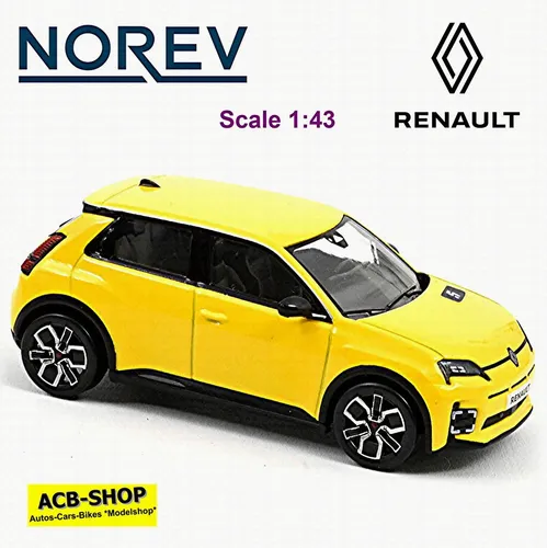 1:43 NOREV Renault R5 E-Tech Full Electric 2024 Pop Yellow NV510552 Modellauto - Detailgetreues Modell im Maßstab 1:43, ideal für Sammler und Liebhaber, überzeugt durch hochwertige Verarbeitung und realistische Farben.