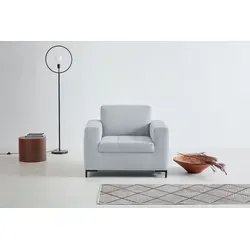 OTTO products Sessel Grazzo Loungesessel, moderne Sitzheftung, bequemer Einzelsessel, hochwertige Stoffe aus recyceltem Material, Steppung im Sitzbereich silberfarben