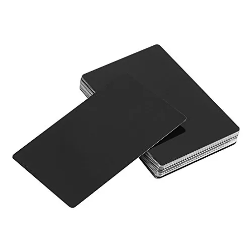 50Pcs Visitenkarte Rohlinge Laser Karte Gravierte Metall Glatte Karten für Visitenkartendruck 5 Farben(Schwarz)