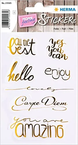 HERMA 15565 Creativ Sticker, Amazing (7 Aufkleber, Folie, glänzend) selbstklebend, permanent haftende Motiv Etiketten für Mädchen und Jungen, gold