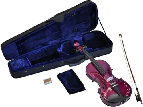 Steinbach 1/2 Geige im SET lila mit Blumendekor - Handgearbeitete 1/2 Geige in lila mit Blumendekor, ideal für junge Musiker und Anfänger, perfekte Klangqualität für den Einstieg in die Musik.