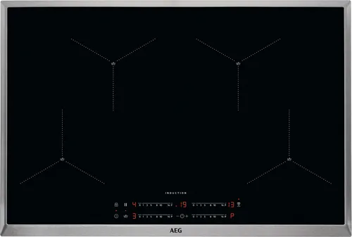 AEG Electrolux IAE84411XB Induktions-Einbaukochfeld 80cm - Induktionskochfeld autark mit 4 Kochzonen, präziser Temperatureinstellung und edlem Edelstahlrahmen für moderne Küchen.