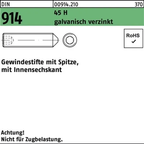 200er PACK(Stk)  000914121000060025 Gewindestift DIN 914 m.Spitze/Innensechskant
