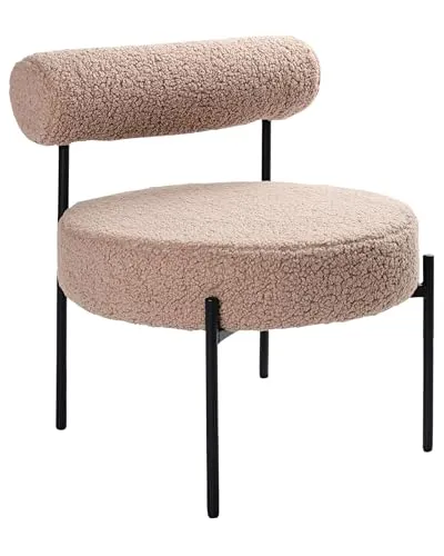 Sessel rund Bouclé beige taupe Retro Alpha - Bequemer Sessel im Retro-Stil mit stilvollem Bouclé-Bezug und stabilen Metallbeinen. Ideal für das Wohnzimmer und perfekt zum Relaxen.