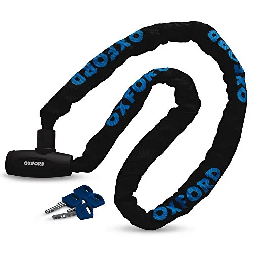 Oxford GP Kette, Schwarz, 2.0 m x 8 mm - Fahrradschloss mit integriertem Verriegelungskopf, 4 Schlüssel inklusive, bietet hohe Sicherheit für Ihr Fahrrad.