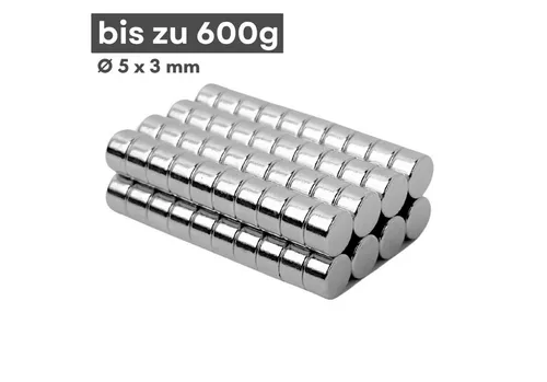 MaajeeKuto Neodym Magnet 5 x 3mm - Hochleistungs-Supermagnete (200-St) - Starke Neodym-Magnete für vielfältige Anwendungen im Haushalt und Garten. Ideal zum Befestigen von Dekorationen oder für Modellbauprojekte. Hohe Haftkraft für zuverlässige Ergebnisse!