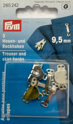 Hosen und Rockhaken 3 Stück 9,5 mm silber PRYM 265242 Haken Rock Bund Verschluß