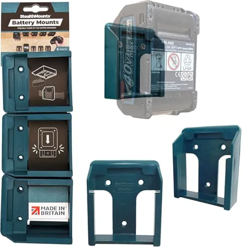 StealthMounts Batteriehalter kompatibel mit Makita 40 V XGT | schnurlose Batteriehalterung Elektrowerkzeuge | 6 Stück | blaue Batterie-Organizer