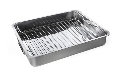 IKEA Koncis Ofenform mit Rost, Edelstahl, 40 x 32 x 7 cm - Haushaltsgroßgeräte - Hochwertige Edelstahl-Ofenform mit Rost für gleichmäßiges Garen und einfaches Servieren, ideal für köstliche Gerichte.