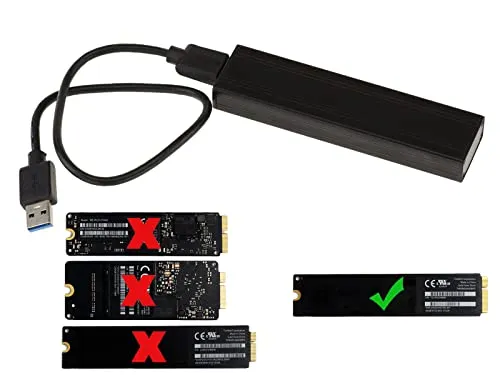 KALEA-INFORMATIQUE Kompatibles externes Gehäuse für Mac Air 2012 SSDs zu USB3 (USB 3.0 SUPERSPEED) für Mac SSDs mit 8+18 Pins (A1466 A1465 MD223 MD224 MD231 MD232).