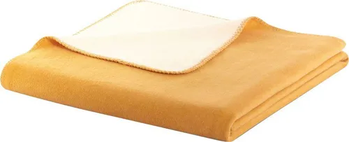 Wohndecke Wohndecke Doubleface, Biederlack, mit geketteltem Zierstich gelb