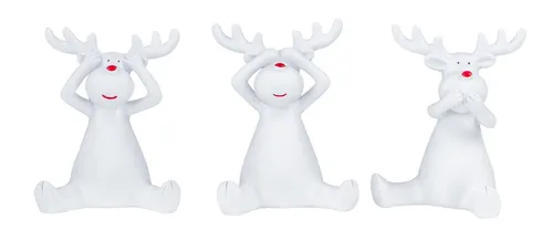 Levandeo® Dekoobjekt 3er Set Rentiere Weiß - Elegante Tischdeko für die Weihnachtszeit, bestehend aus 3 stilvollen Rentierfiguren in Weiß, ideal für festliche Anlässe und stimmungsvolle Dekoration.