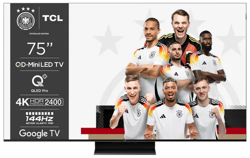 TCL 75MQLED85 QLED Mini LED TV - 75 Zoll QLED Mini LED Fernseher mit 4K Ultra HD und 144 Hz Bildwiederholrate für ein atemberaubendes Seherlebnis.