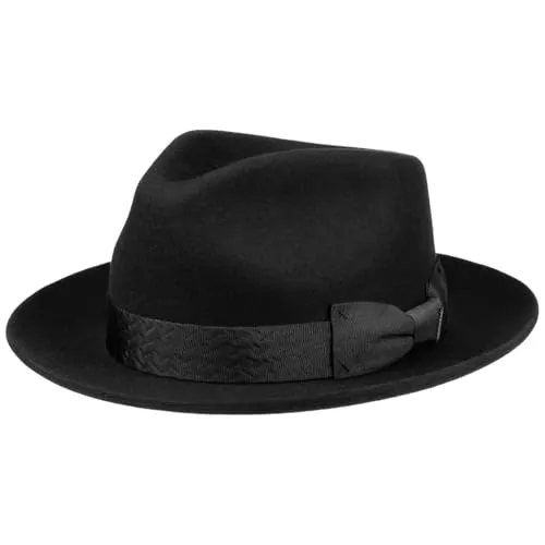 Stetson Hillsides Fedora Wollfilzhut für Herren in Schwarz M (56-57 cm) - Eleganter Stetson Hillsides Fedora Wollfilzhut für Herren. Knautschbar und wasserabweisend, ideal für Outdoor-Aktivitäten. Aus hochwertiger Wolle gefertigt, bietet er Weichheit und Langlebigkeit. Perfekt für Reisen und maximalen Tragekomfort.