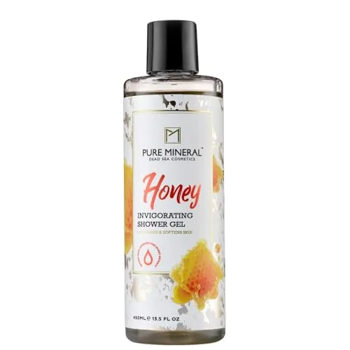 Pure Mineral Honig Duschgel – Feuchtigkeitsspendendes Duschgel mit Honigextrakt & Mineralien aus dem Toten Meer – Sanfte Reinigung für Alle Hauttypen – Warmer Honigduft – 400ml