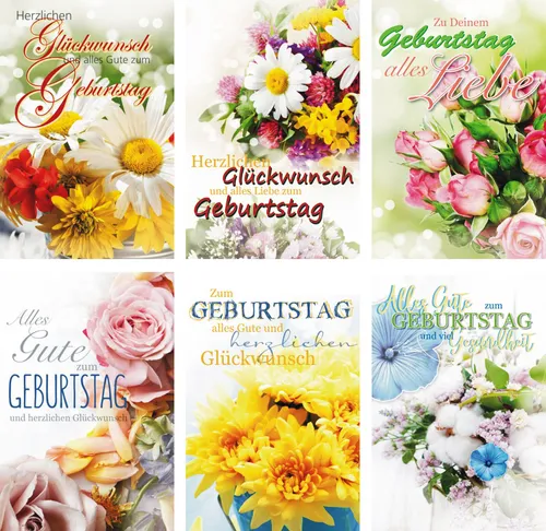Glückwunschkarten zum Geburtstag Blumen 51-0155 Geburtstagskarte Grußkarte 100