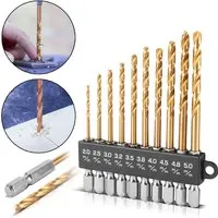 STAHLWERK Universal Spiralbohrer Set 2-5 mm mit Sechskant-Schaft 10-teilig