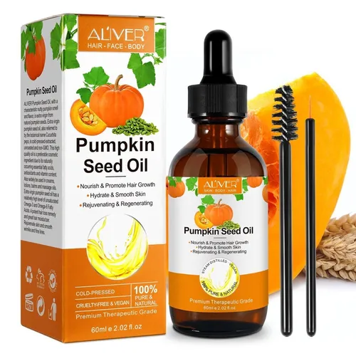 Kürbiskernöl Haarwachstum Öl - Vegan & Kaltgepresst - Haartherapien, -öle & -schutz mit 60 ml reinem Kürbiskernöl für intensives Haarwachstum und Pflege. Ideal für alle Haartypen, spendet Feuchtigkeit und schützt die Haarfarbe.